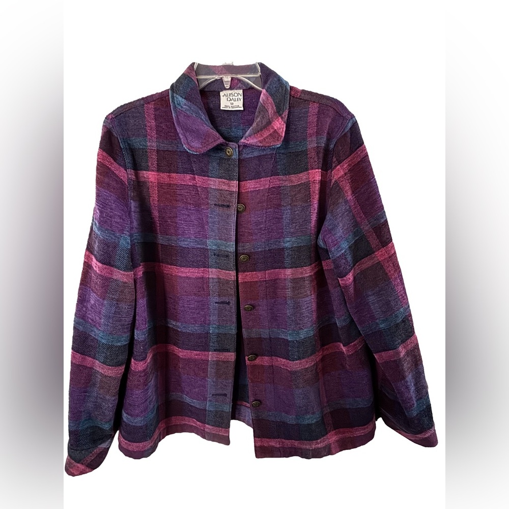 Allison Daley Women's Plaid Blazer - Purple and Pink